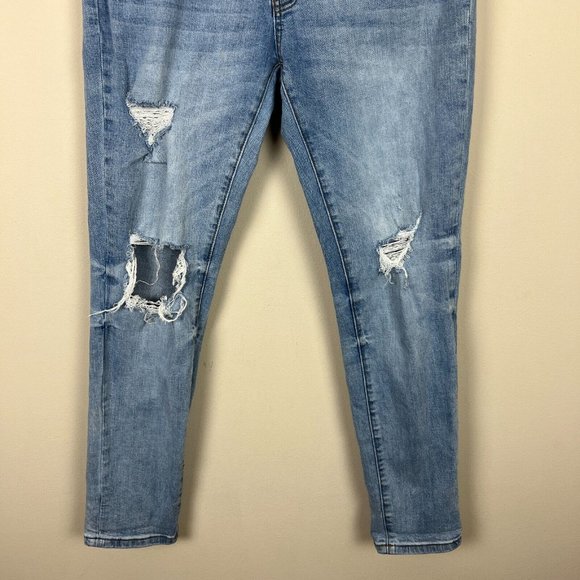 KanCan Jeans Womens 11/29 Blue Girlfriend‎ Mid Rise Distressed Denim Button Fly - Picture 3 of 12